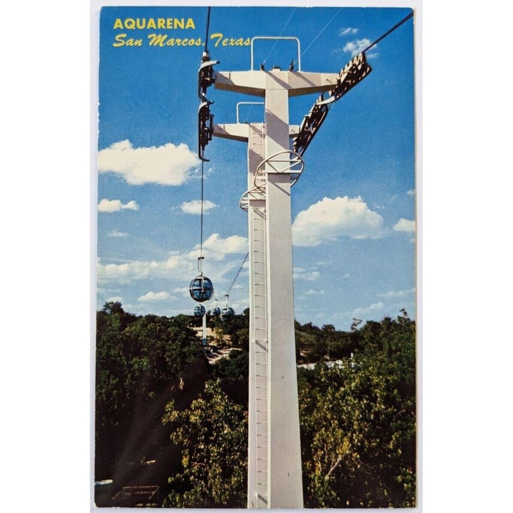 Aquarena‎ San Marcos, Texas Aquarena Skyride Tower Vintage Postcard A7